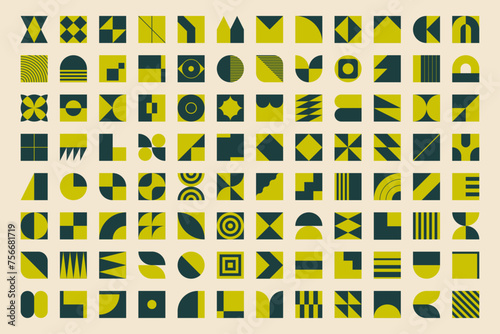 Set of duotone tiles and symbols