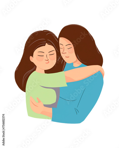 mãe e filha se abraçando photo
