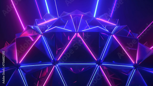 A colorful  abstract design with purple and blue lights