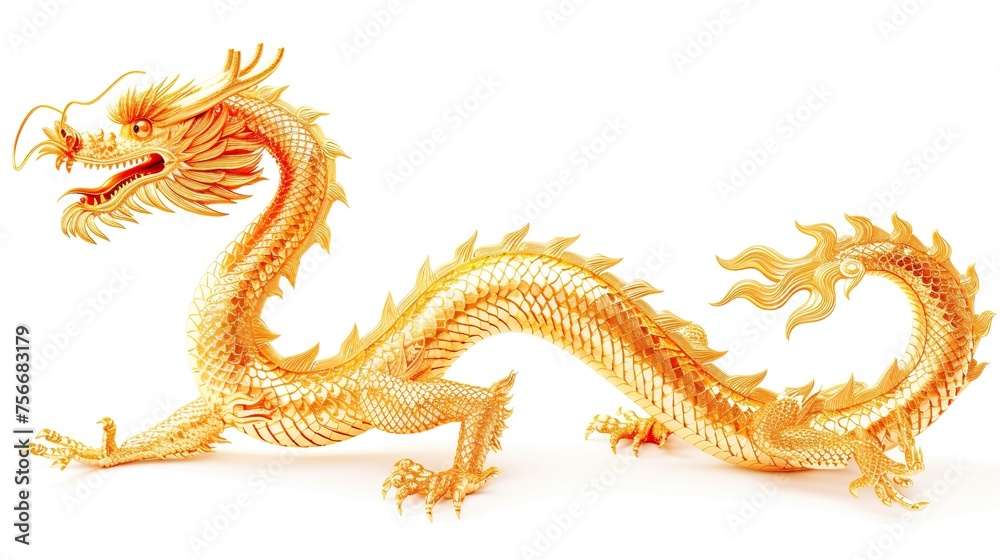 Fototapeta premium Oriental traditional Dragon artwork on red background. Lunar New Year Celebration