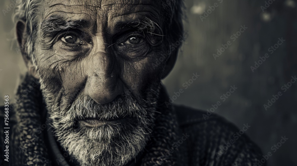 face of a man with grey beard, portrait photography, 16:9