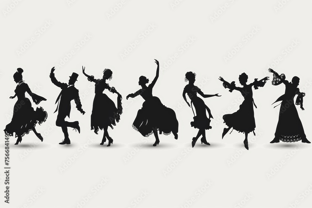 georgian dance class concept, silhouettes georgian dance class concept, silhouettes