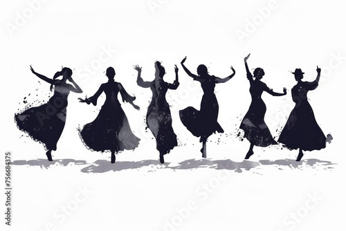 georgian dance class concept, silhouettes photo