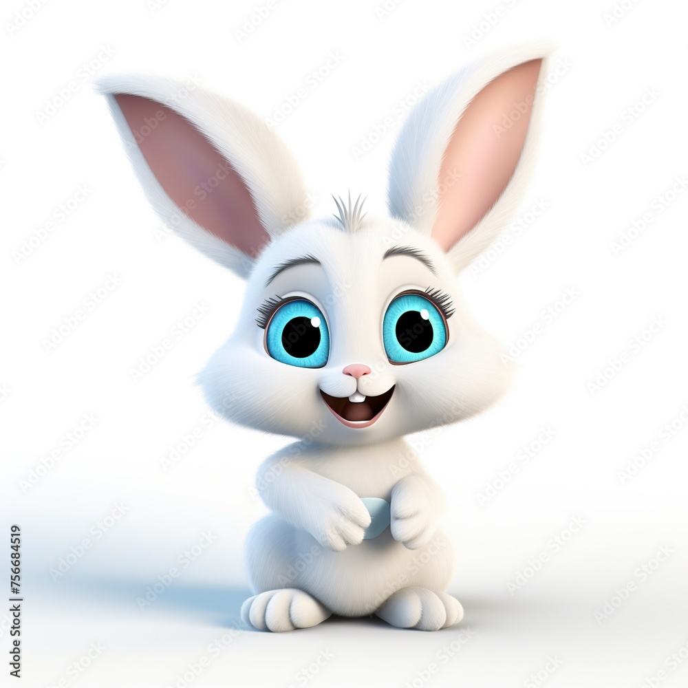 3D cartoon illustration, a cute bunny