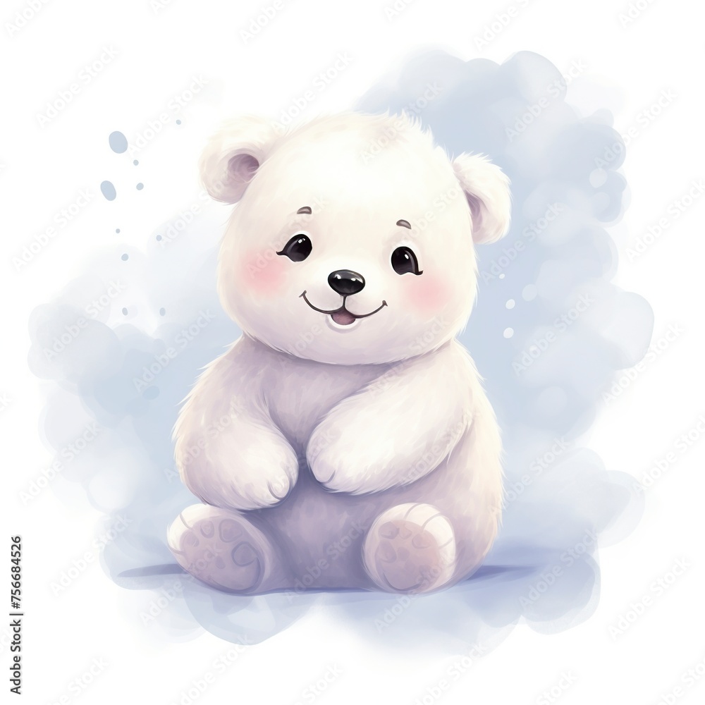 3D cartoon illustration,beautiful and little bear