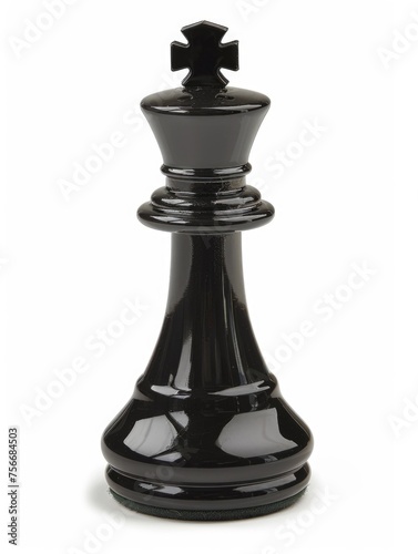 Black Queen Chess Piece Close-Up on White Background