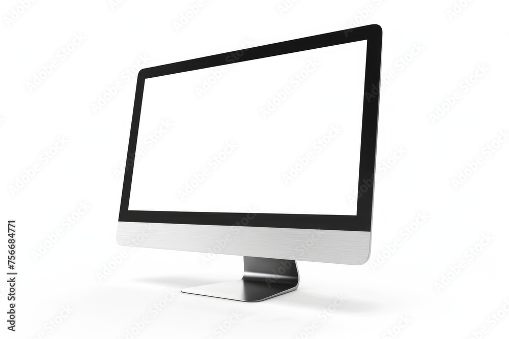 Sleek Modern Computer Monitor with Blank Screen on White Background Sleek Modern Computer Monitor with Blank Screen on White Background