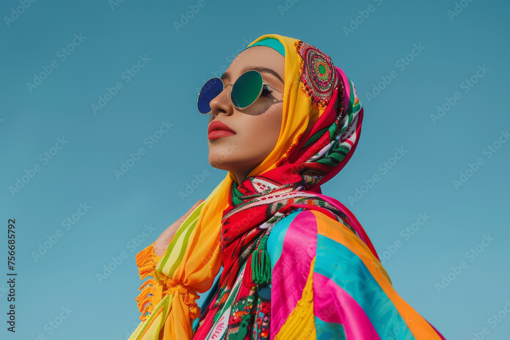 Vibrant Modesty, Modern Hijab Fashion in Colorful Style
