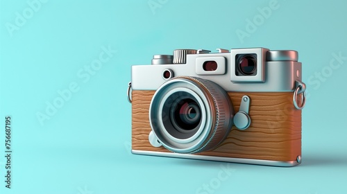 3d style Photo camera photography app icon isolated on colorful background.