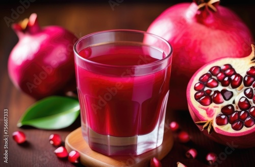 Wallpaper Mural fresh pomegranate, a glass of freshly squeezed pomegranate juice on a wooden table, fruit juice, refreshing drink Torontodigital.ca