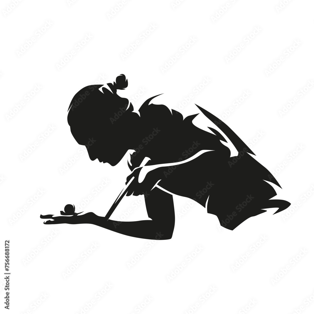 Fototapeta premium Table tennis, woman playing table tennis. Serving in ping pong, isolated vector silhouette