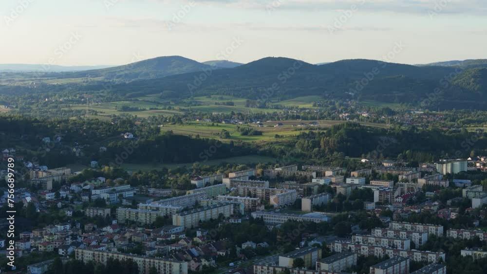 Beautiful Landscape Housing Estate Sanok Mountains Bieszczady Aerial View Poland Beautiful Landscape Housing Estate Sanok Mountains Bieszczady Aerial View Poland