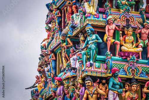 carved statues at gopuram hindu temple