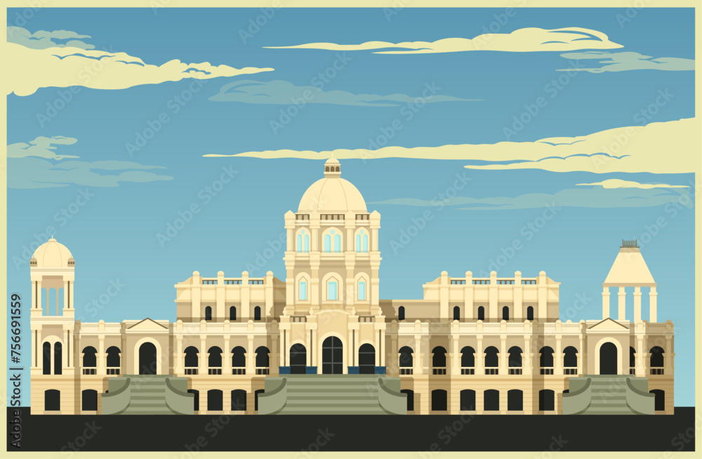 Ujjayanta Palace - Tripura Government Museum as Stock Illustration