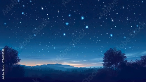 Blue night starry sky, space, background for screensaver. Astrology, horoscope, zodiac signs © Damerfie
