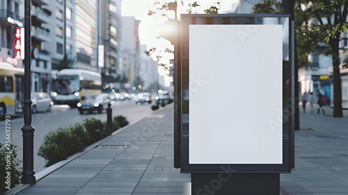 Outdoor Kiosk Advertisement Mockup 1 copy space d Blank billboard at subway entrance Blank billboard, Generative Ai