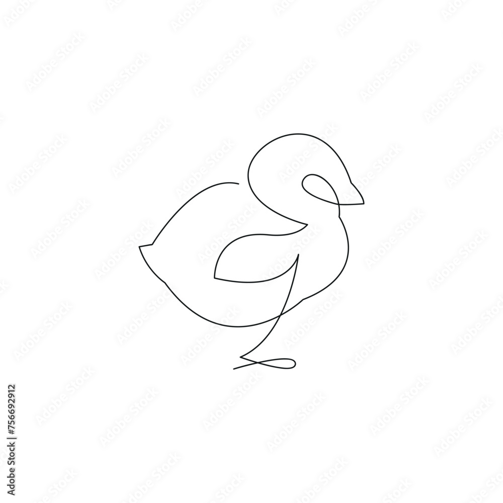 Fototapeta premium Chiсken drawn in one continuous line. One line drawing, minimalism. Vector illustration.
