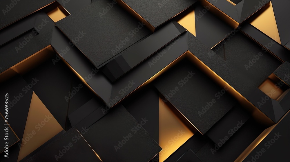 Modern and stylish abstract design poster with golden lines and black geometric pattern. Modern and stylish abstract design poster with golden lines and black geometric pattern.