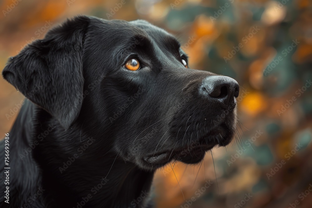 Detailed capture of a black dog with deep, soulful eyes reflecting thoughtfulness Detailed capture of a black dog with deep, soulful eyes reflecting thoughtfulness