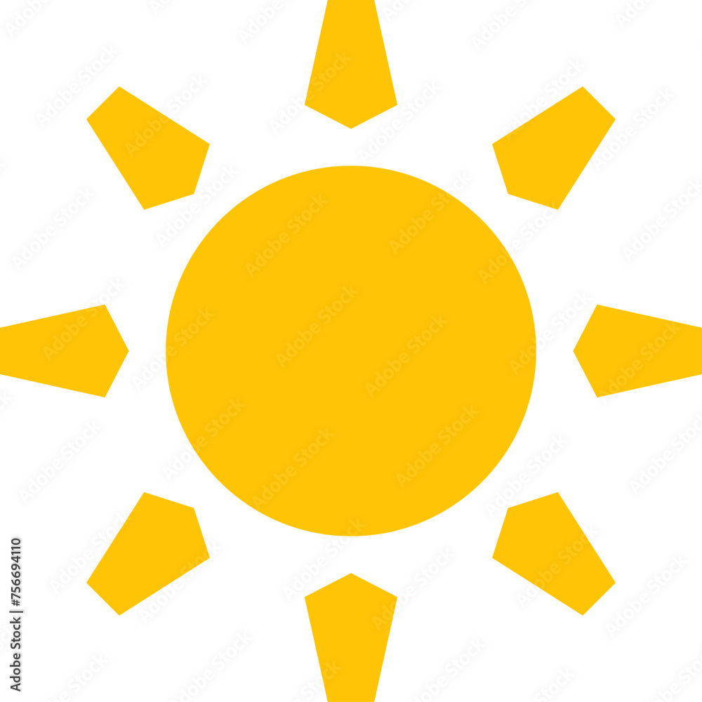 Vector cartoon, comic yellow sun Shining light rays heat the summer. Isolated on white background Vector cartoon, comic yellow sun Shining light rays heat the summer. Isolated on white background
