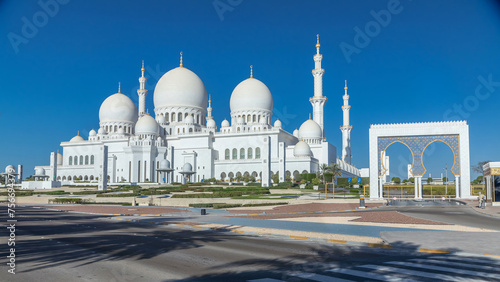 Sheikh Zayed Grand Mosque timelapse in Abu Dhabi, the capital city of United Arab Emirates photo