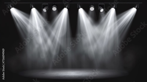 Stage white smoke spotlight background.