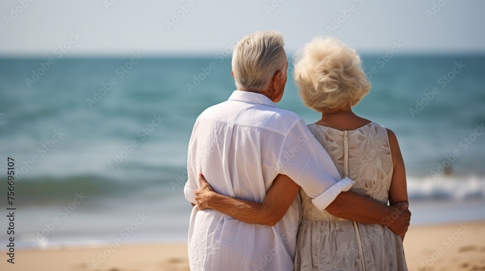 Senior couple relaxing on the beach