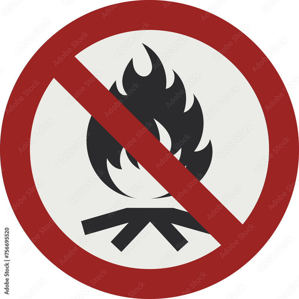 PROHIBITION SIGN PICTOGRAM, NO CAMPFIRE ISO 7010 – P045 PROHIBITION SIGN PICTOGRAM, NO CAMPFIRE ISO 7010 – P045