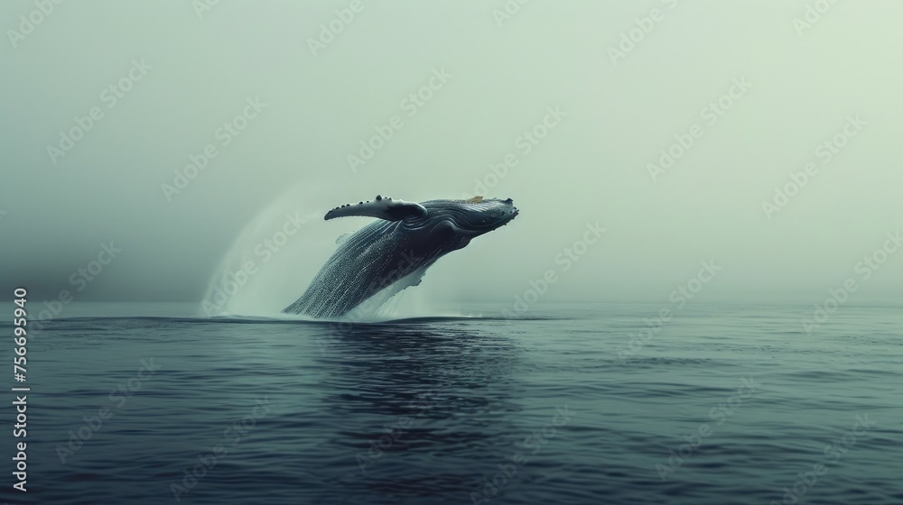 Fototapeta premium Graceful Humpback Leaping in the Sea