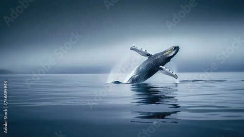Dynamic Humpback Whale Jumping Scene © Andrii 