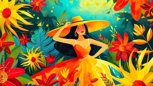celebration festival cheering and enjoying artistic ornament and banners background