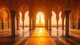 Tranquil Mosque Courtyard: Sunset Serenity