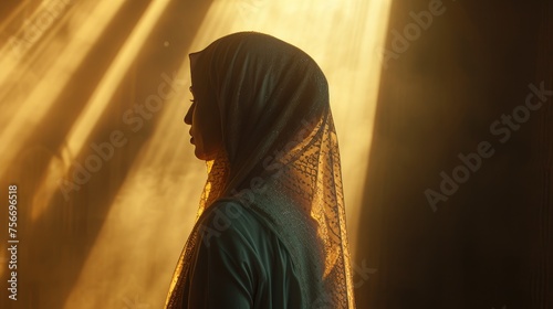 Radiant Serenity: A Muslim Woman Embracing Devotion photo