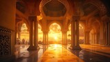 Embracing Serenity: Interior View of a Mosque Bathed in Warmth