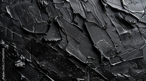 Closeup of abstract rough black art painting texture generative ai © Naseem