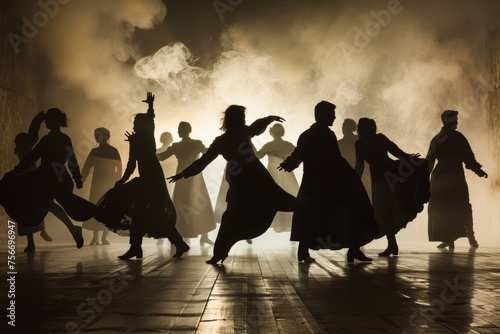 georgian dance class concept, silhouettes photo