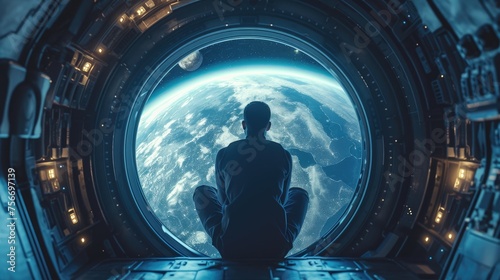 Fototapeta Naklejka Na Ścianę i Meble -  Celestial Odyssey: Futuristic Spacecraft Interior