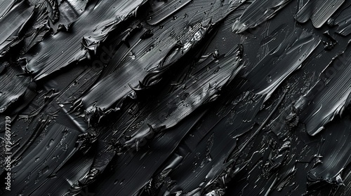 Closeup of abstract rough black art painting texture generative ai