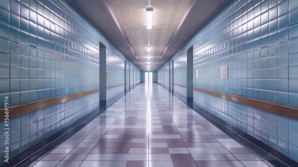 An intricately detailed anime-style illustration of a school or university corridor An intricately detailed anime-style illustration of a school or university corridor