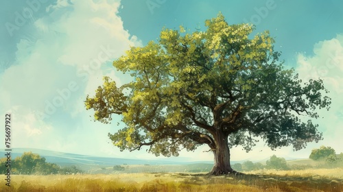 Towering Green Oak in Nature