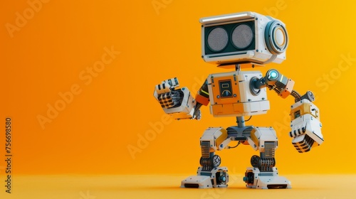 A small robot with a camera on its head, exploring its surroundings with curiosity and precision © zainab