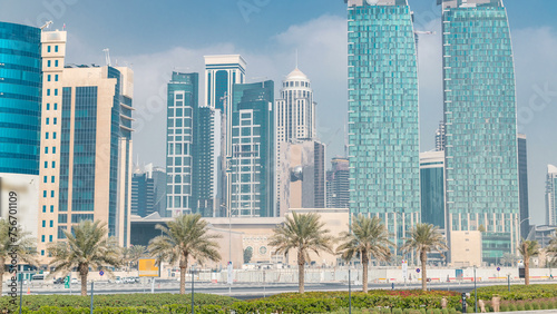 The skyline of Doha seen from Park timelapse, Qatar