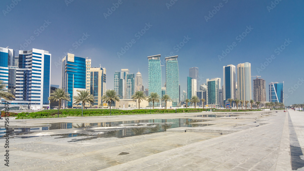 The high-rise district of Doha with fountain timelapse hyperlapse The high-rise district of Doha with fountain timelapse hyperlapse