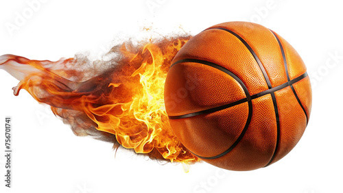 Basketball ball with fire flames isolated on transparent background. © shabbir