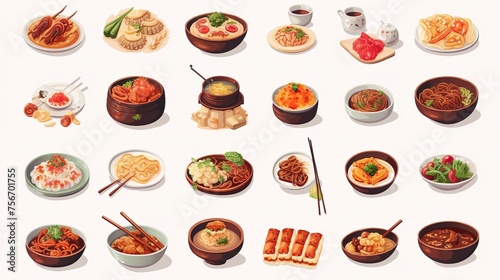 Collage of different assortment of various dishes, Asian food