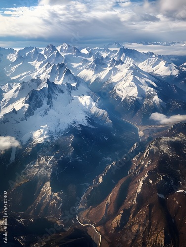 Aerial shot of the French Alps on iPhone 4 showcases snow-capped peaks and a meandering river.