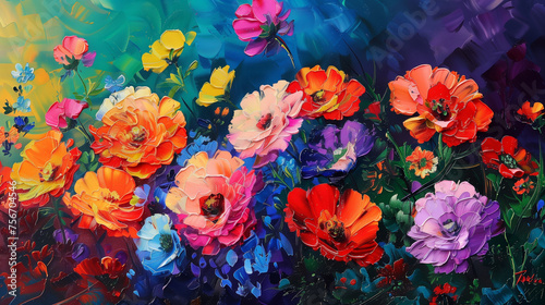 Red and yellow flower. AI generated art illustration.