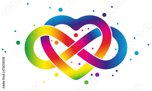 Autistic Pride Day. Colorful rainbow infinity and heart. Rainbow Infinity symbol. Infinity sign color spectrum. Rainbow gradient in the shape of the infinity sign. Neurodiversity Symbol