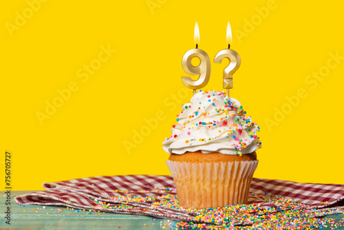 Birthday Cupcake With Candle Number 9 And Question Mark