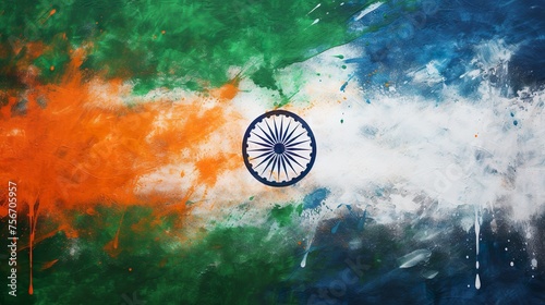 National flag of India with a cloud of colored button on a black background, Indian flag colors tech wallpaper